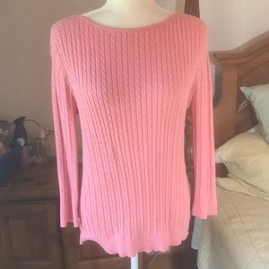 Chaps Pink 100% Cotton Cable Knit  Sweater Size Large